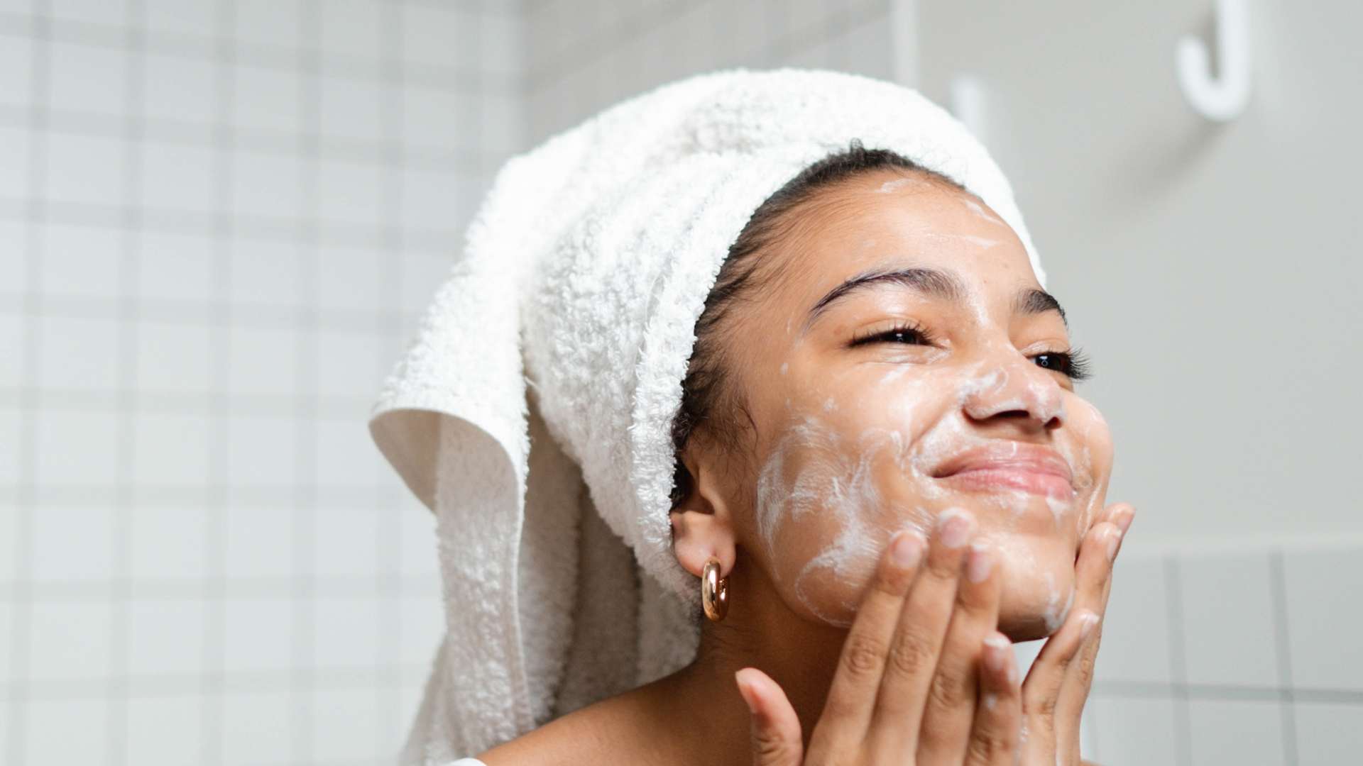 Teenage Girl washing her face